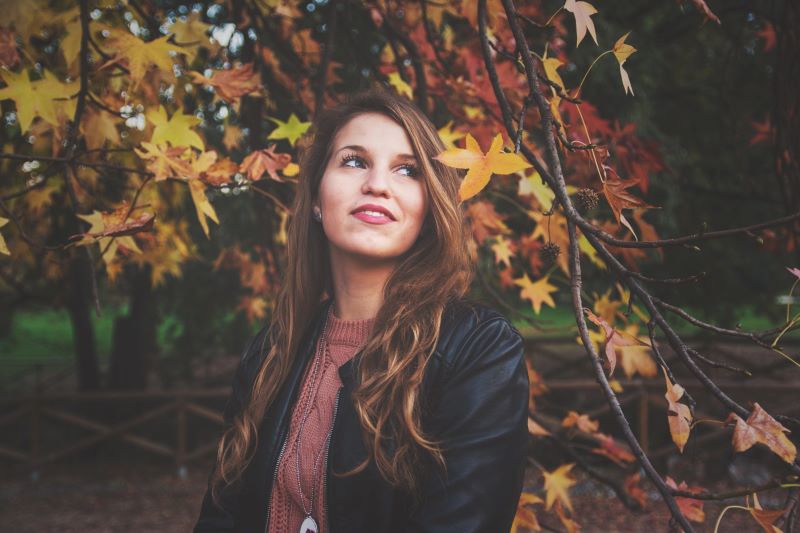 smiling woman autumn